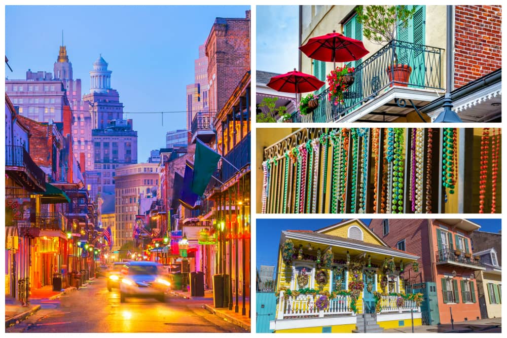 Colorful scenes in New Orleans, from beads to balconies. 
