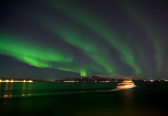 “Northern Lights cruise at night in Iceland