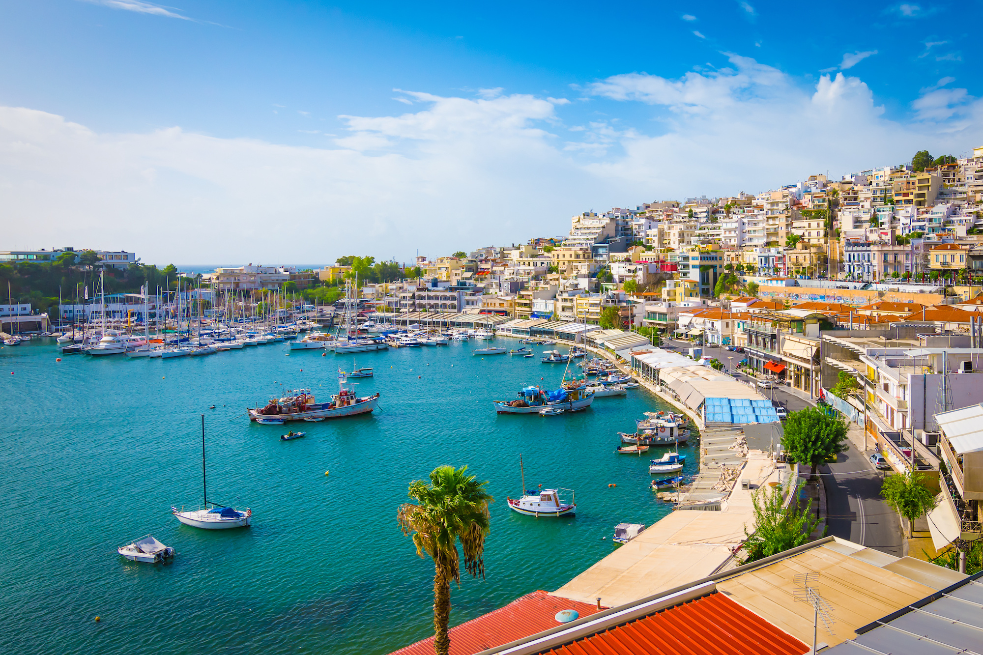 View of Mikrolimano harbour and yacht marina at Piraeus, Athens, Greece