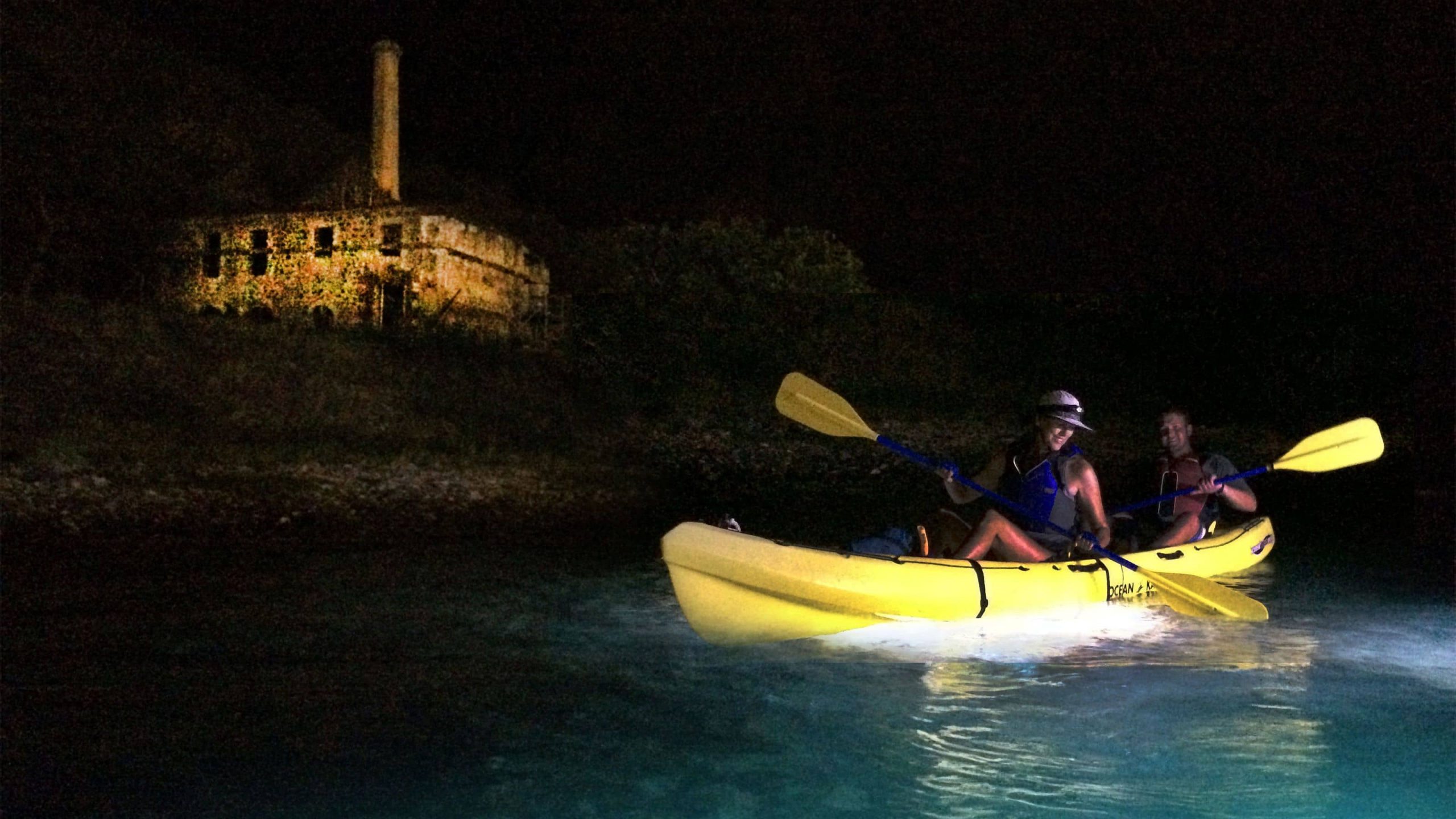 Pirate and ghost night kayak in St. Thomas