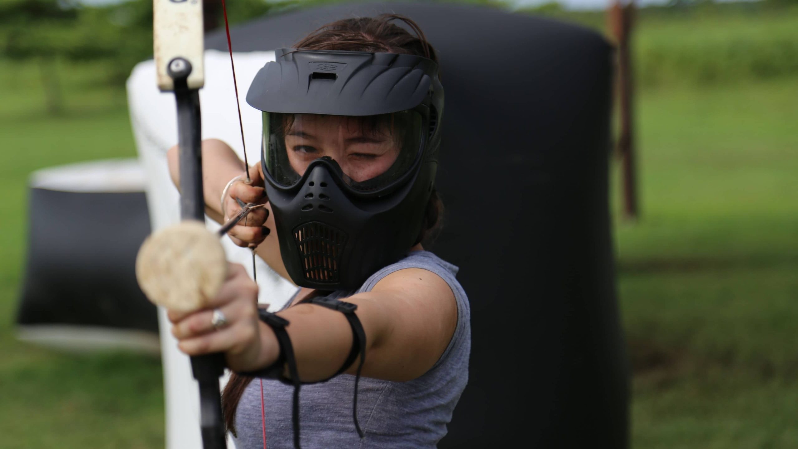 Playing archery tag in Puerto Rico