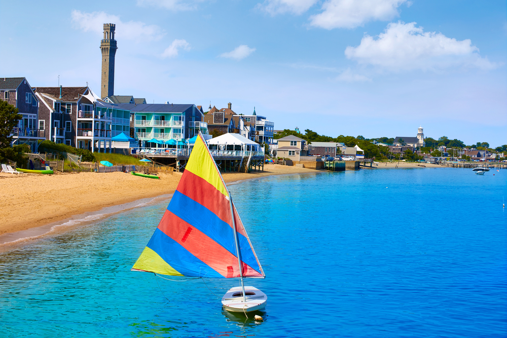colorful sailboat on the coast of Provincetown