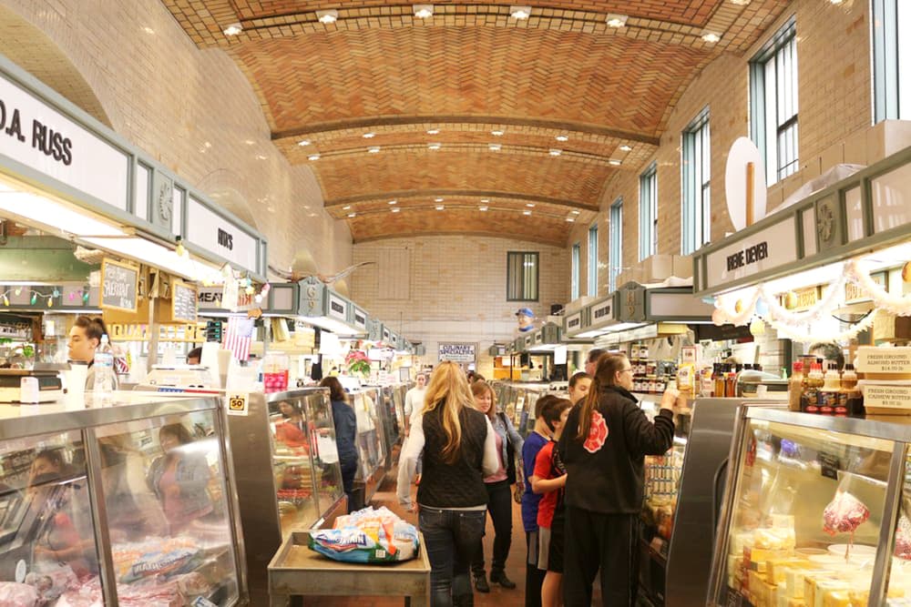 Shopping in the main aisle at West Side Market in the staycation city Cleveland