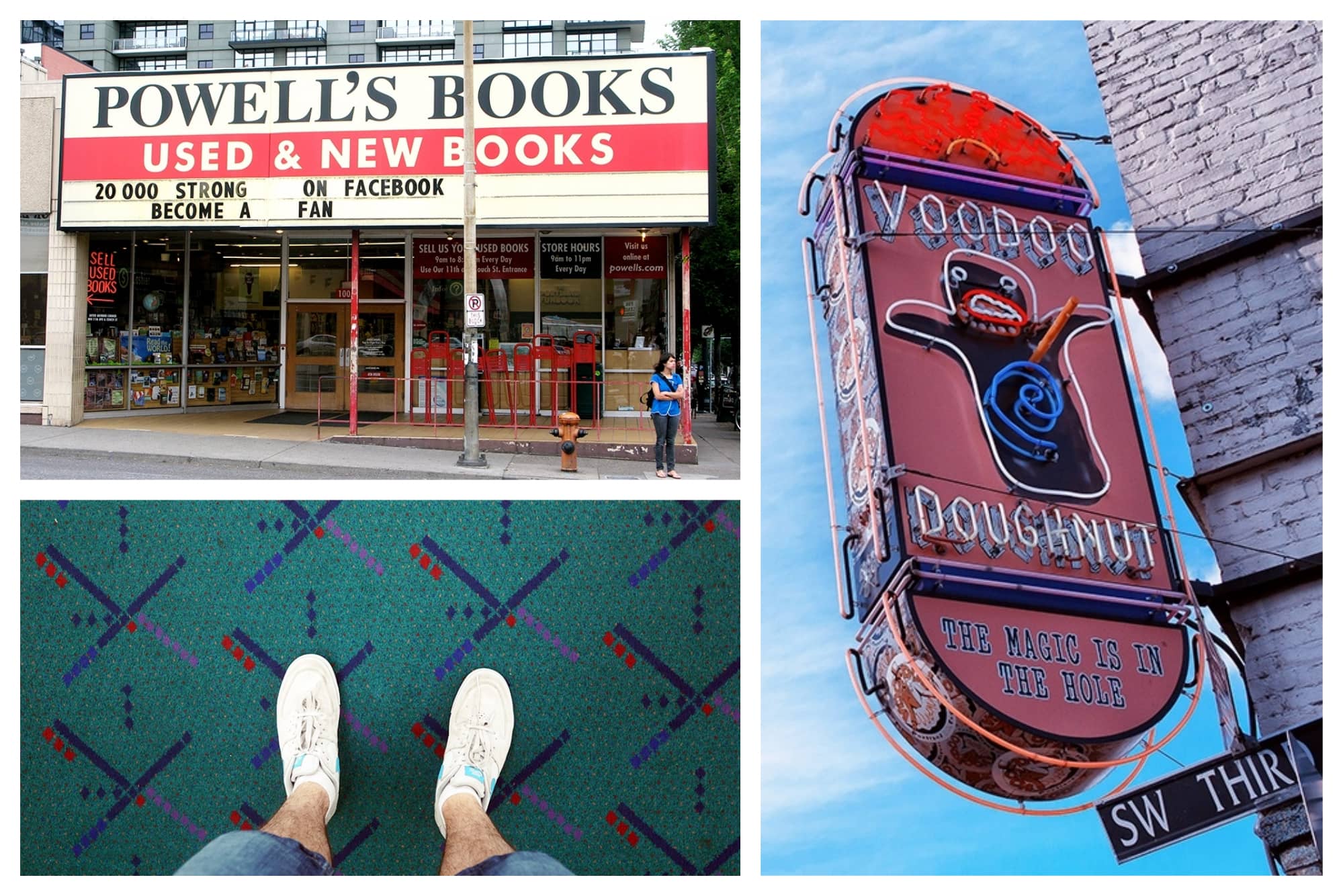 PDX carpet, Powell's Books, Voodoo doughnuts