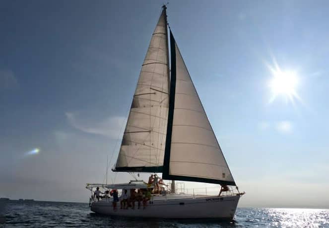 Sail boat off the coast of Costa Rica