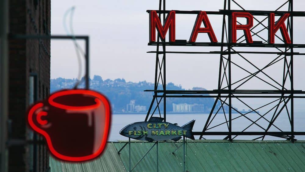 Pike Place Market where the original Starbucks is in Seattle