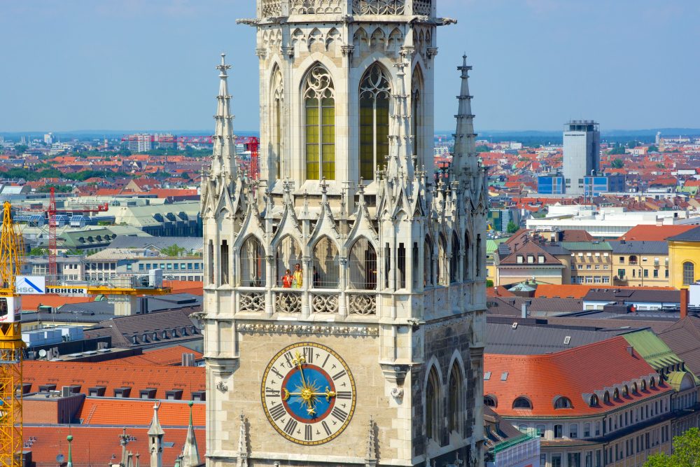 Clock tower of St Peter's Church in Munich
