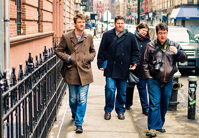 Tour group walking in New York