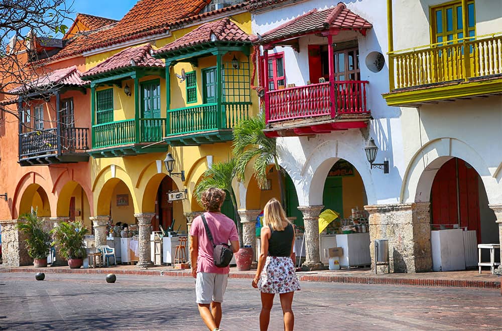 Couple exploring the old Town of Cartagena