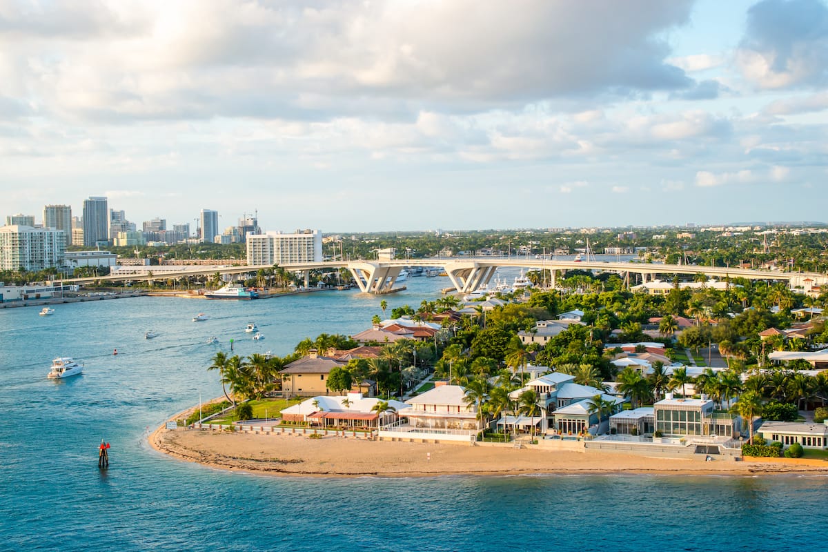 Port Everglades open for cruises Aerial view of Port Everglades Ft Lauderdale
