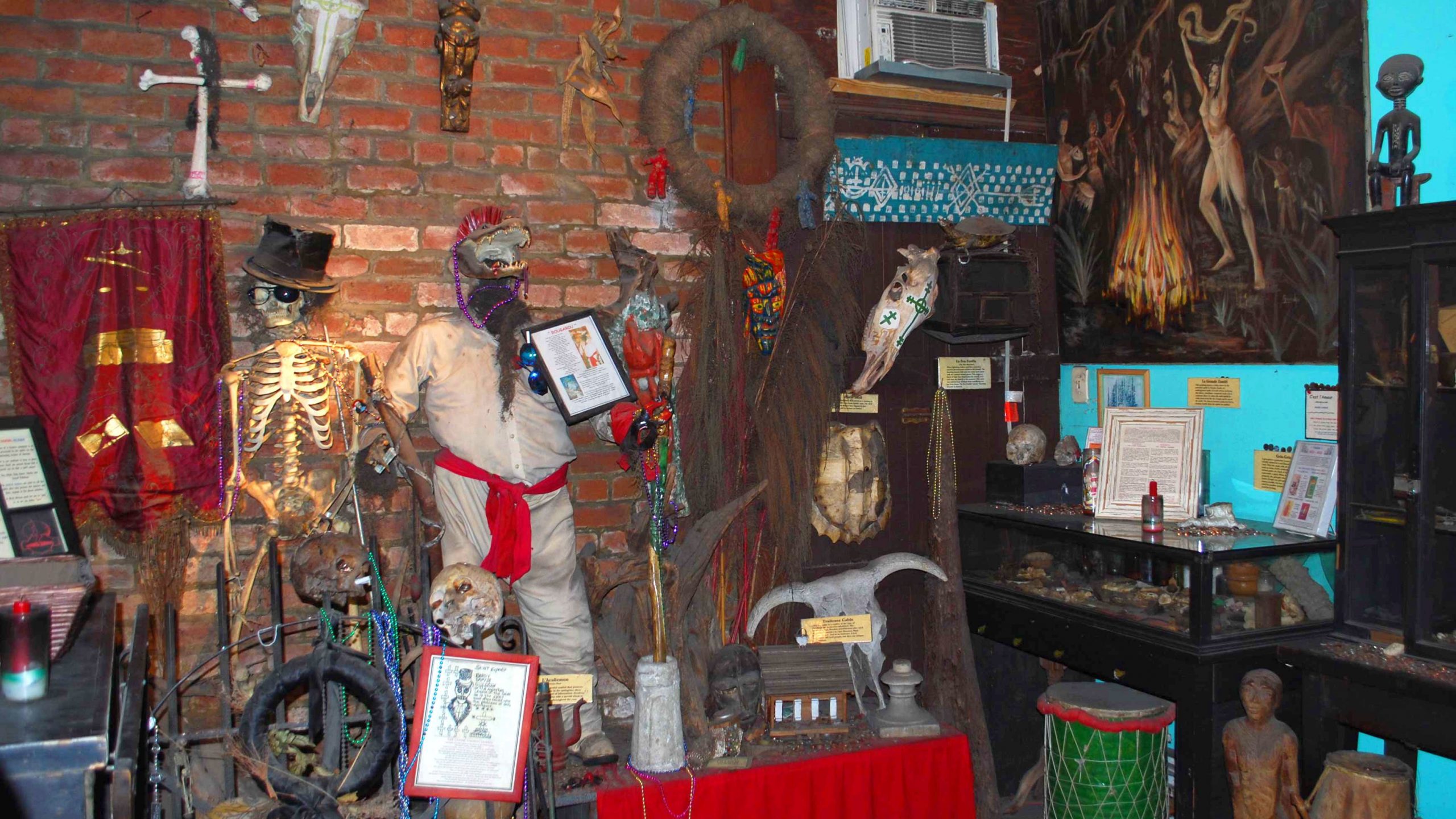 Artifacts and exhibits at the Voodoo Museum in New Orleans.