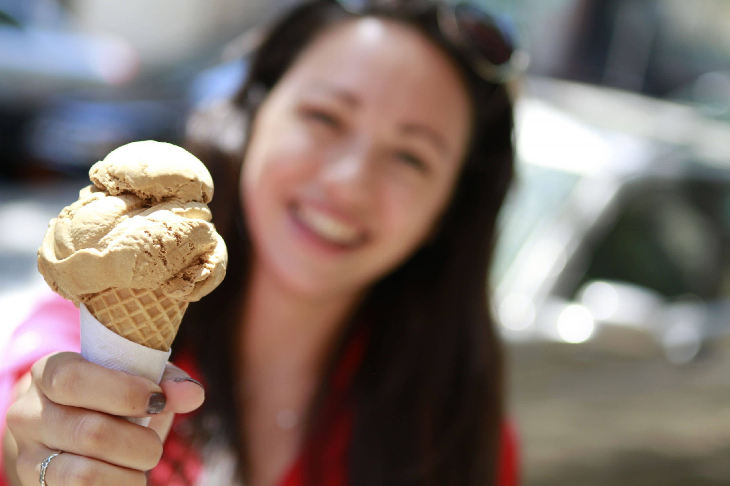 Woman holding an ice cream cone