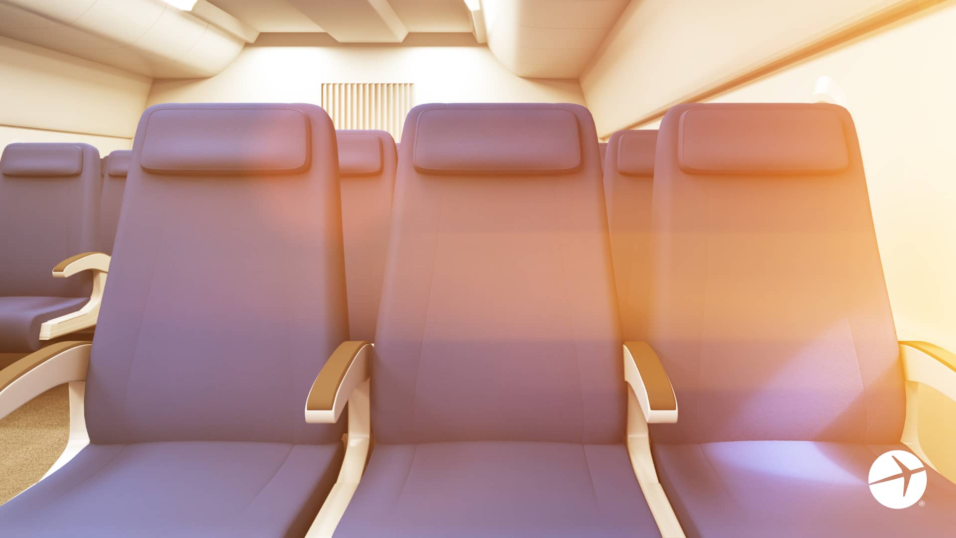 Empty airplane seats zoom background