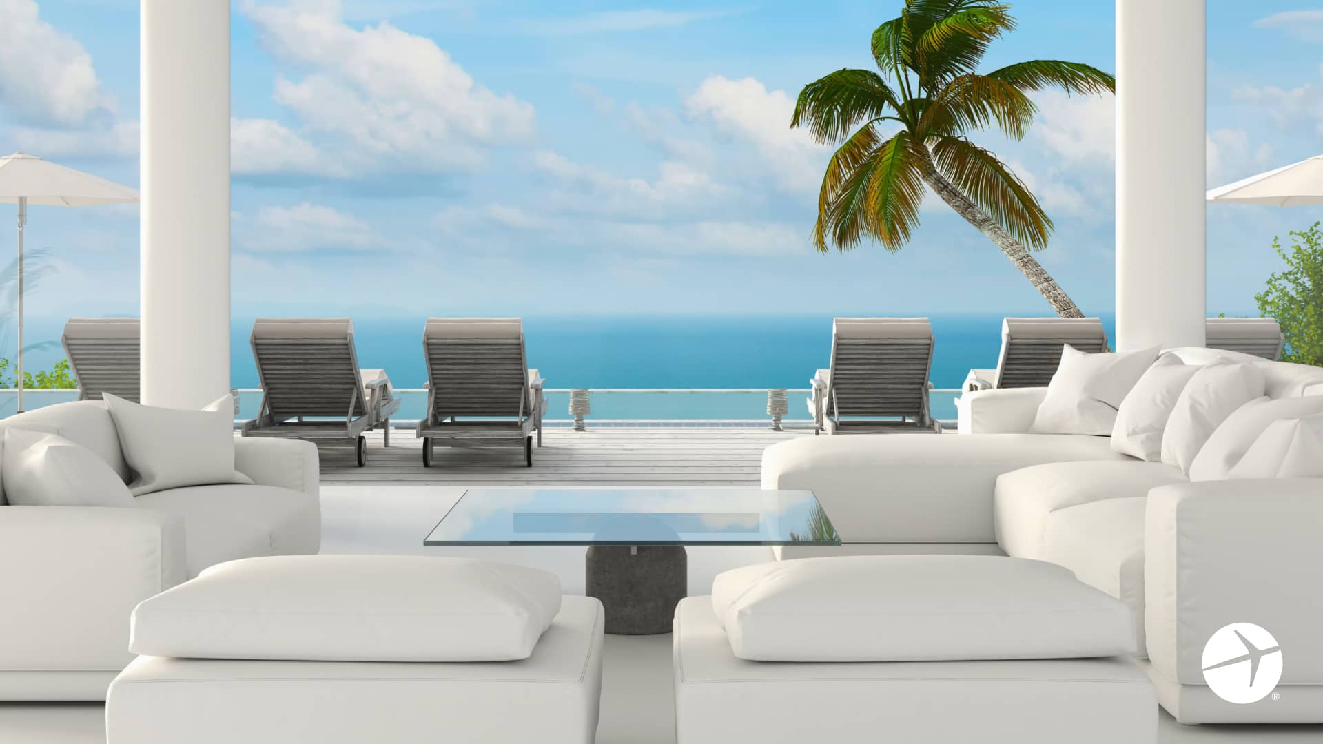 Beach villa Zoom background