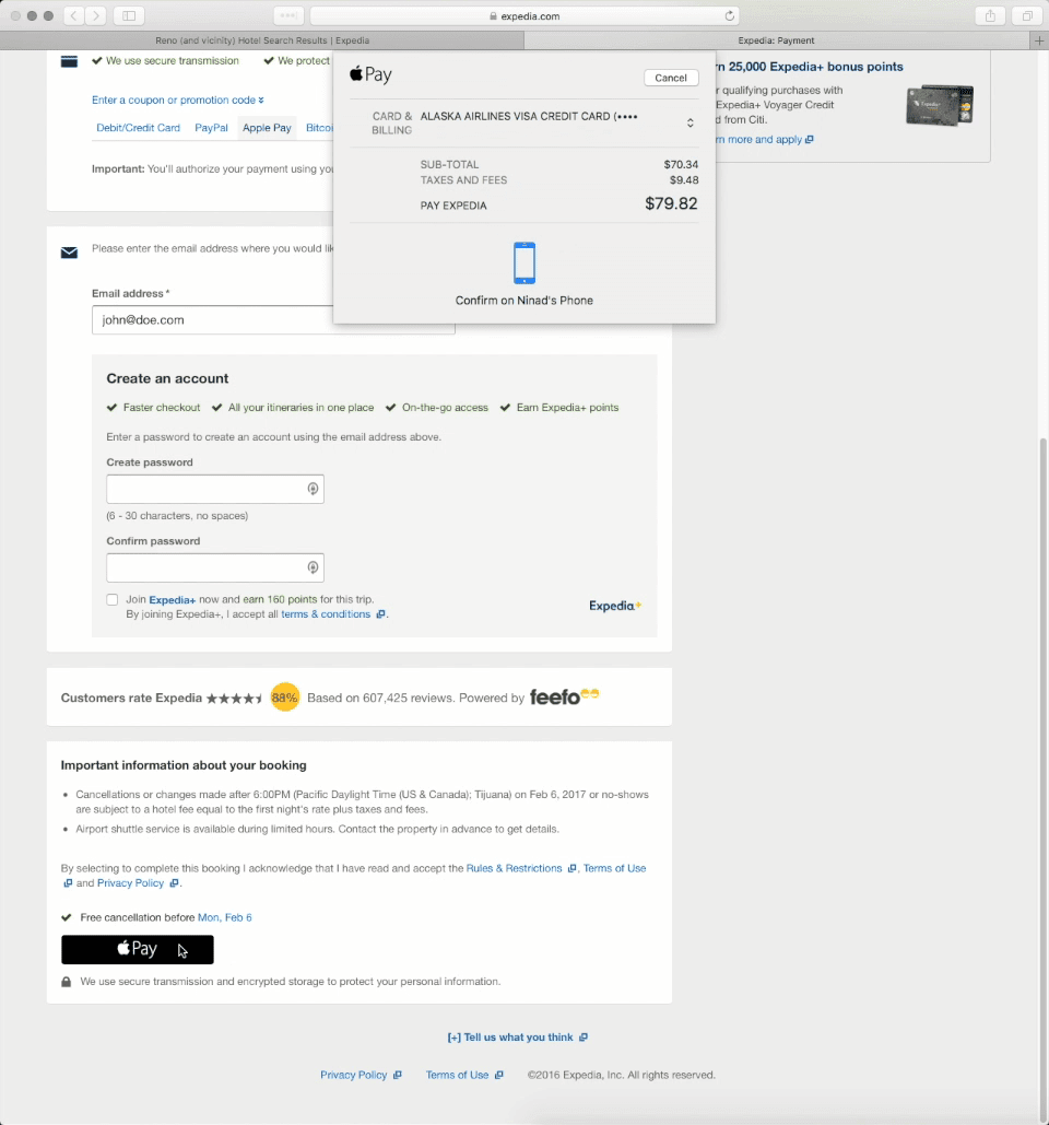 Expedia now supports Apple Pay on the web | Expedia
