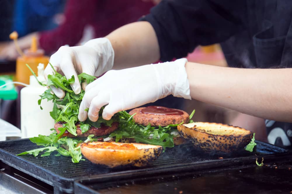 Veggie burgers on the grill at Austin City Limits