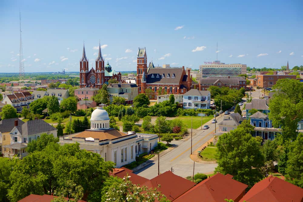 Historical downtown Macon, Georgia on a spring day