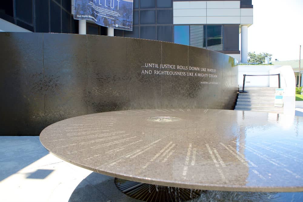 Civil Rights Memorial in Montgomery, Alabama on a clear day