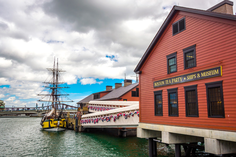 A view of the Boston Tea Party Ships & Museums, which is a famous historic place that Boston is known for.