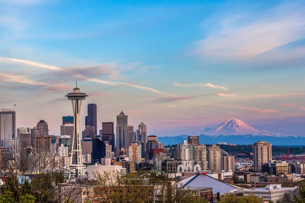Downtown Seattle, where Bumbershoot takes place. An aerial view of downtown Seattle, where Bumbershoot takes place.