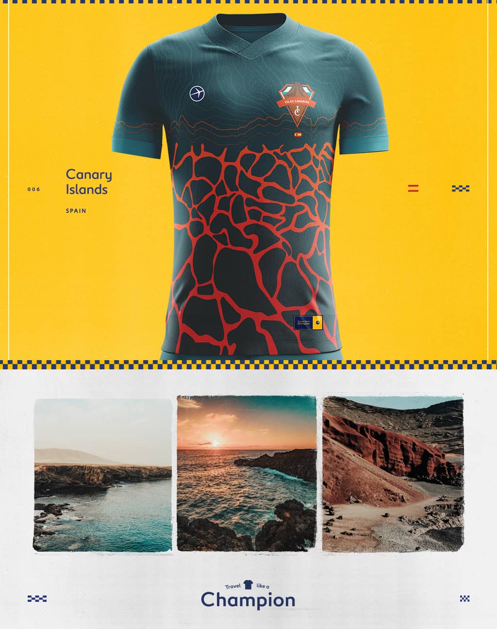 images of the canary islands and the soccer jersey design they inspired