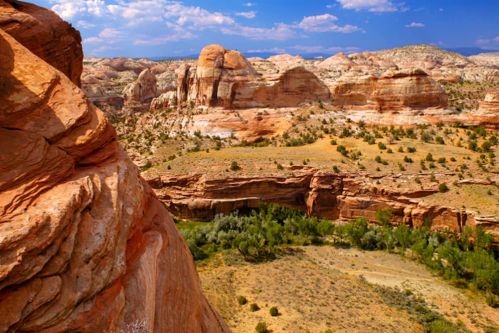 large layered desert rocks of scenic escalante state park utah
