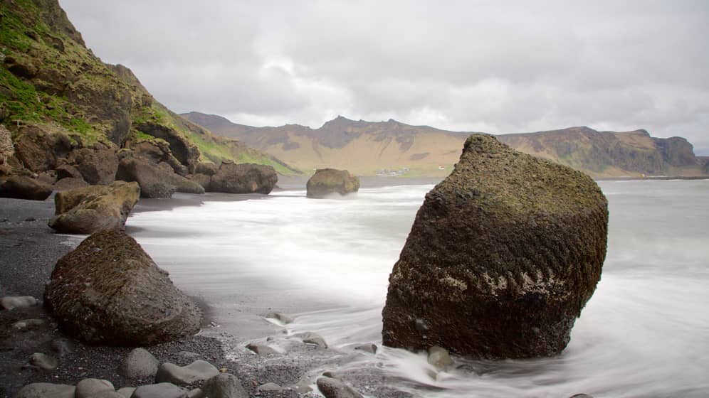 experience the unique coastline along black sand beach iceland