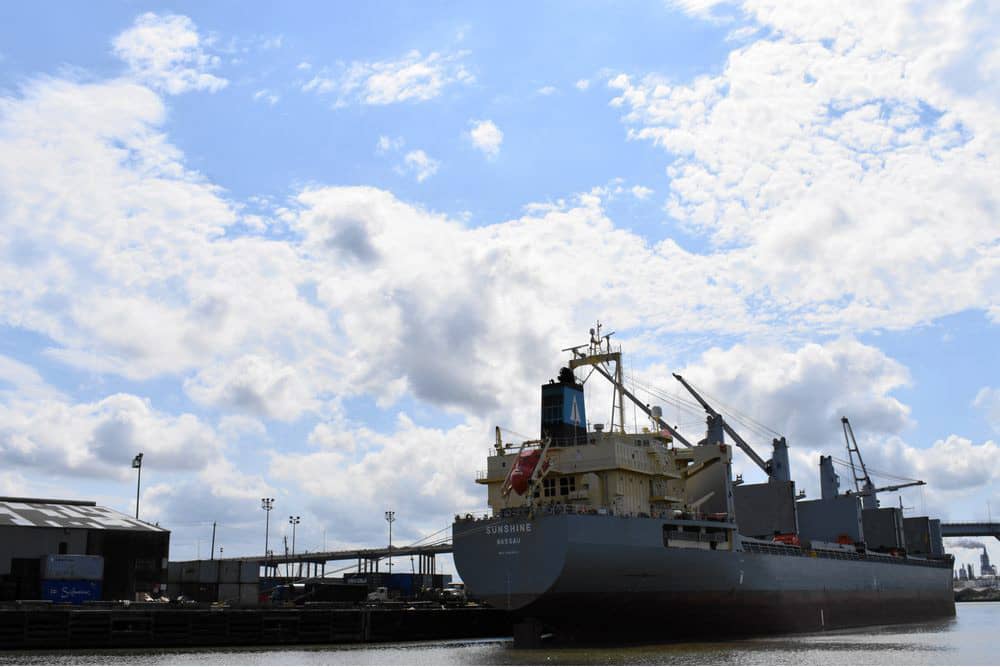 Boat in Houston's port, of the top free things to do with kids in the city.