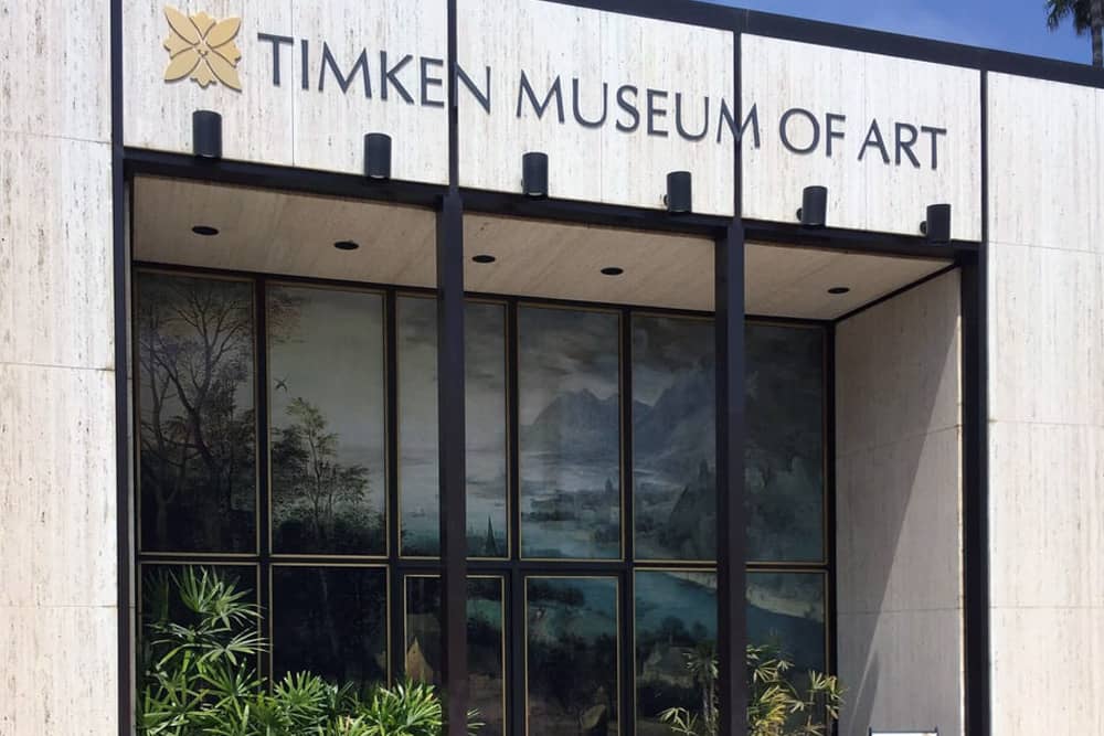 Outside Timken Museum of Art on a sunny day—a free thing to do in San Diego with kids year round