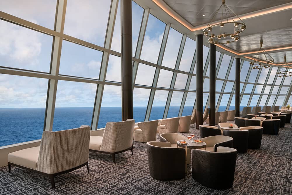 Embrace the 180-degree view of the Observation Lounge in an Alaska Cruise