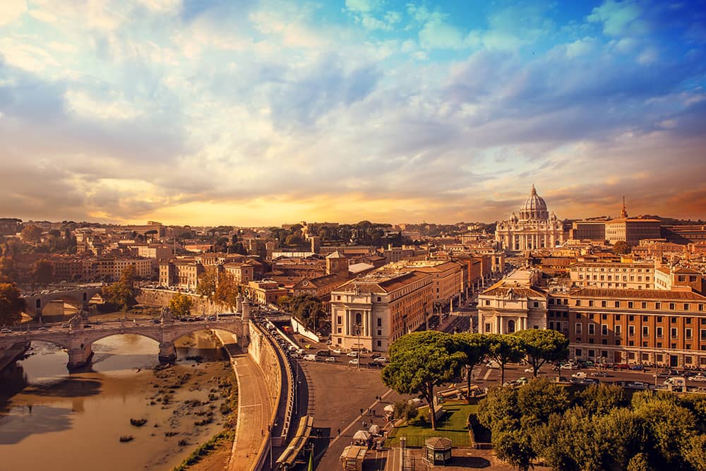 View of Rome and St Peters Basilica