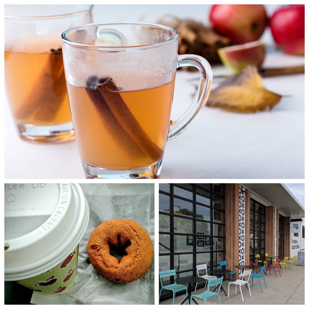 Hot spiced cider, Order&Chaos Coffee in Baltimore, and cider and a donut to go from Cold Hollow Cider Mill in Waterbury Center, Vermont