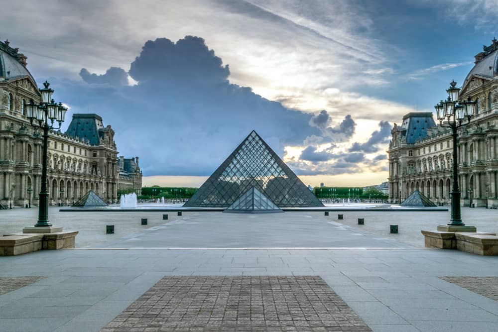 The outside of the Louvre, one of the best free things to do in Paris.