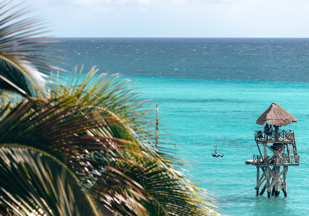 Zip line at Garrafon in Isla Mujeres